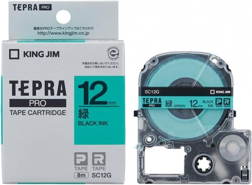 TEPRA SC12G - CHỮ ĐEN NỀN XANH LÁ 12MM
