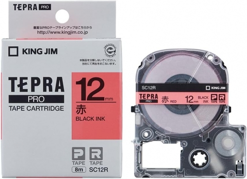  TEPRA SC12R- CHỮ ĐEN NỀN ĐỎ 12MM