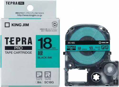 TEPRA SC18G - CHỮ ĐEN NỀN XANH LÁ 18MM