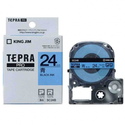 TEPRA SC24B - CHỮ ĐEN NỀN XANH DƯƠNG 24MM