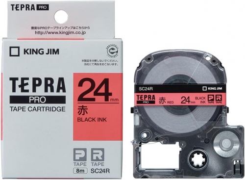  TEPRA SC24R- CHỮ ĐEN NỀN ĐỎ 24MM