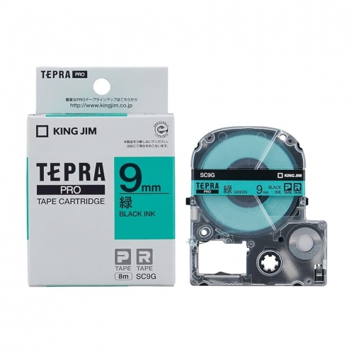 TEPRA SC9G - CHỮ ĐEN NỀN XANH LÁ 9MM