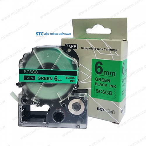 BĂNG NHÃN SC6GB ( TEPRA SC6G ) -  Nhãn in Tepra / nhãn in Epson 6mm xanh lá