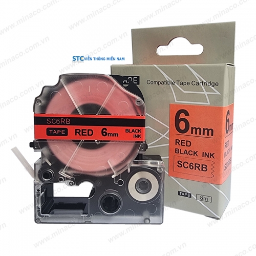 BĂNG NHÃN SC6RB ( TEPRA SC6R ) - Nhãn in Tepra / nhãn in Epson 6mm màu đỏ