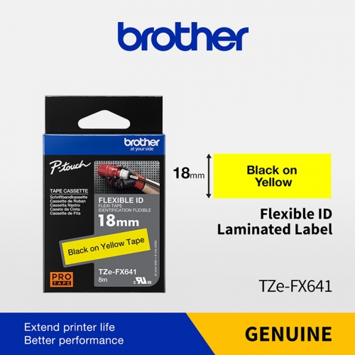 BROTHER TZE-FX641 / Nhãn in 18mm màu vàng siêu dẻo