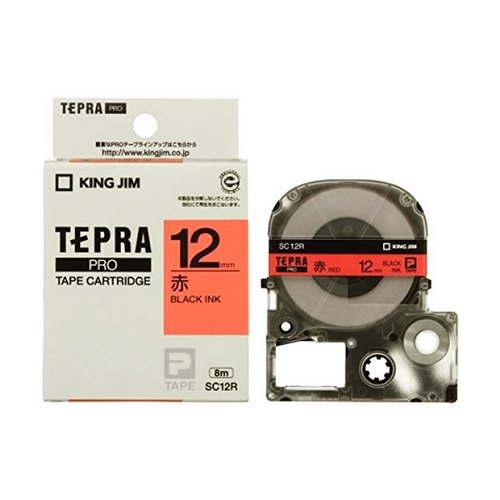  TEPRA SC12R- CHỮ ĐEN NỀN ĐỎ 12MM