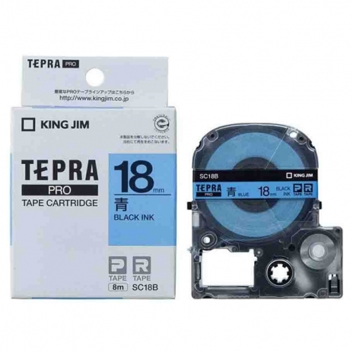 TEPRA SC18B - CHỮ ĐEN NỀN XANH DƯƠNG 18MM