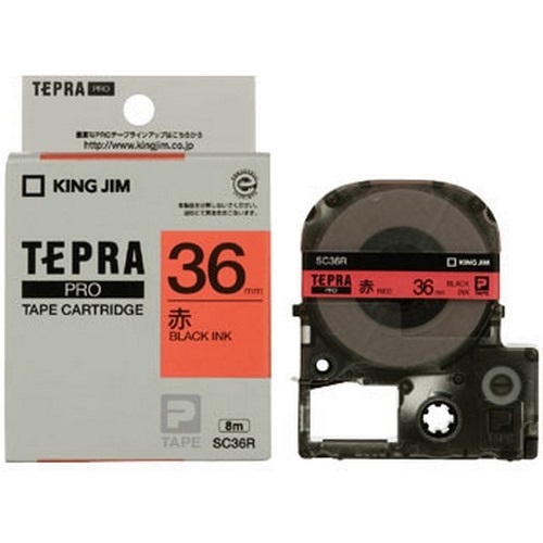  TEPRA SC36R- CHỮ ĐEN NỀN ĐỎ 36MM